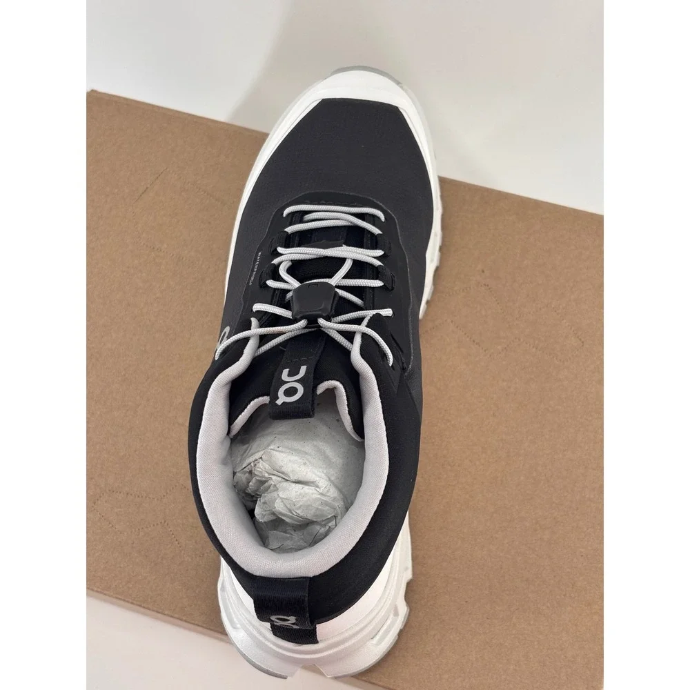 On Cloudhero Mid Waterproof Kids 3.5Y Black White Trail Hiking Shoes New